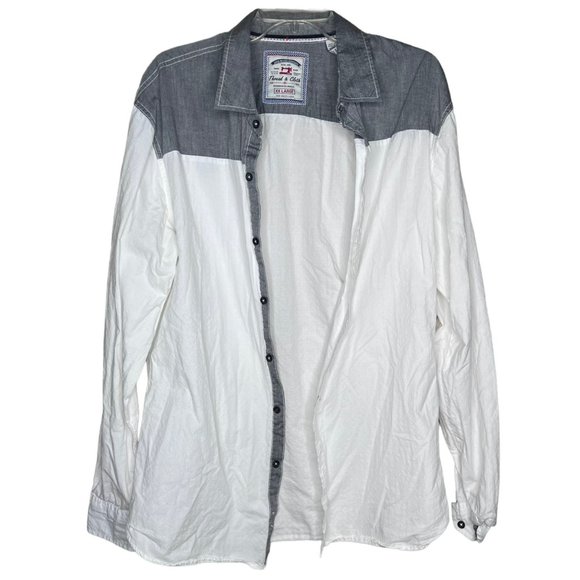 Thread and Cloth Men’s Collared Long Sleeve Shirt Button Up Gray White Size XXL - Picture 2 of 6